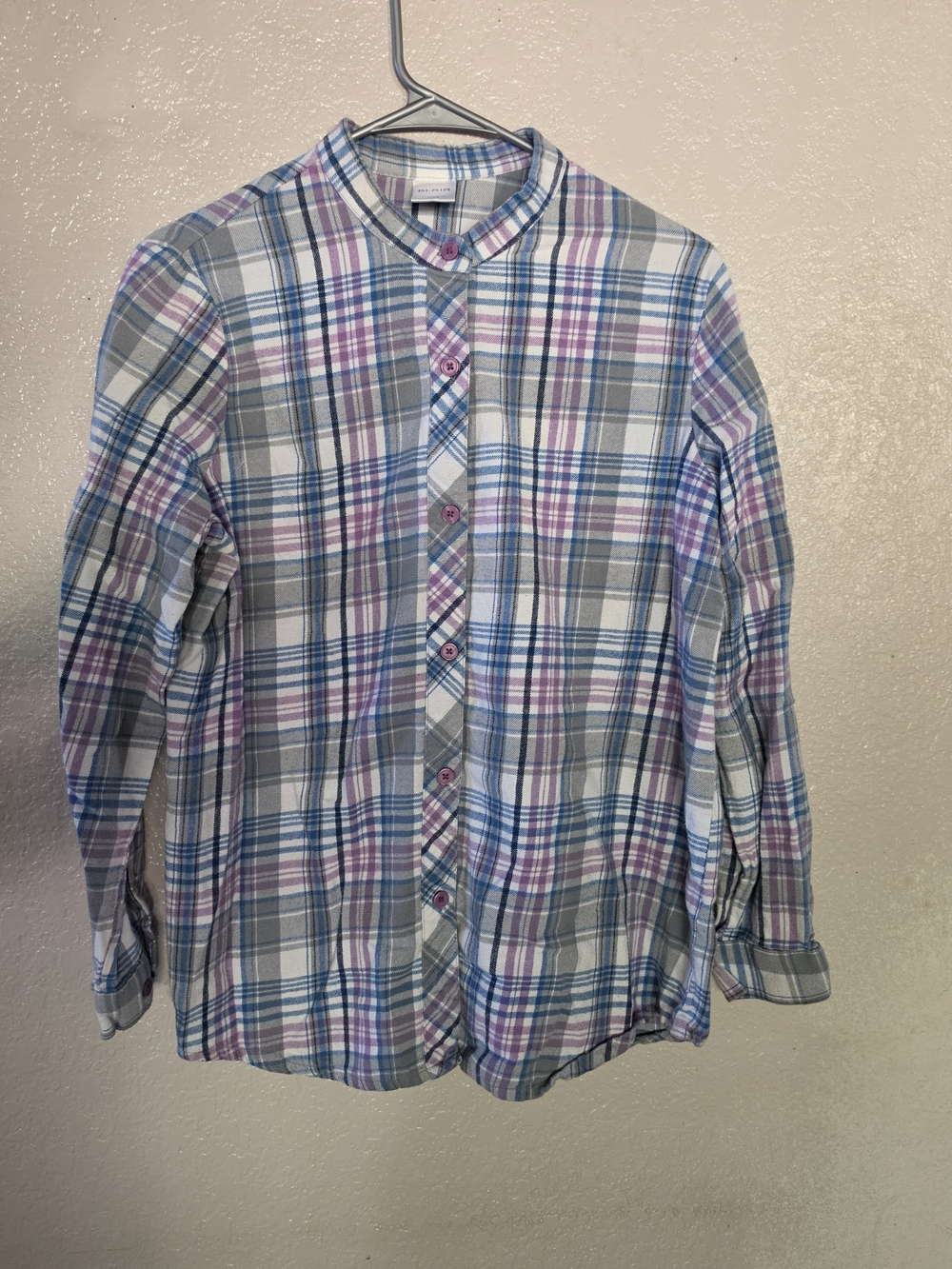 BLAIR Plaid Cotton Button Down Blue & Purple Size Medium